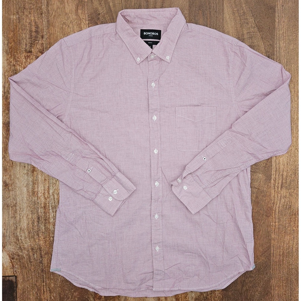 Bonobos Slim Fit Shirt Men's XL Light Red Stretch Button Down Long Sleeve